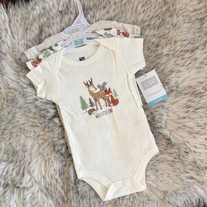 NWT 3 Piece Hudson Baby 100% Cotton Bodysuits (0-3M)